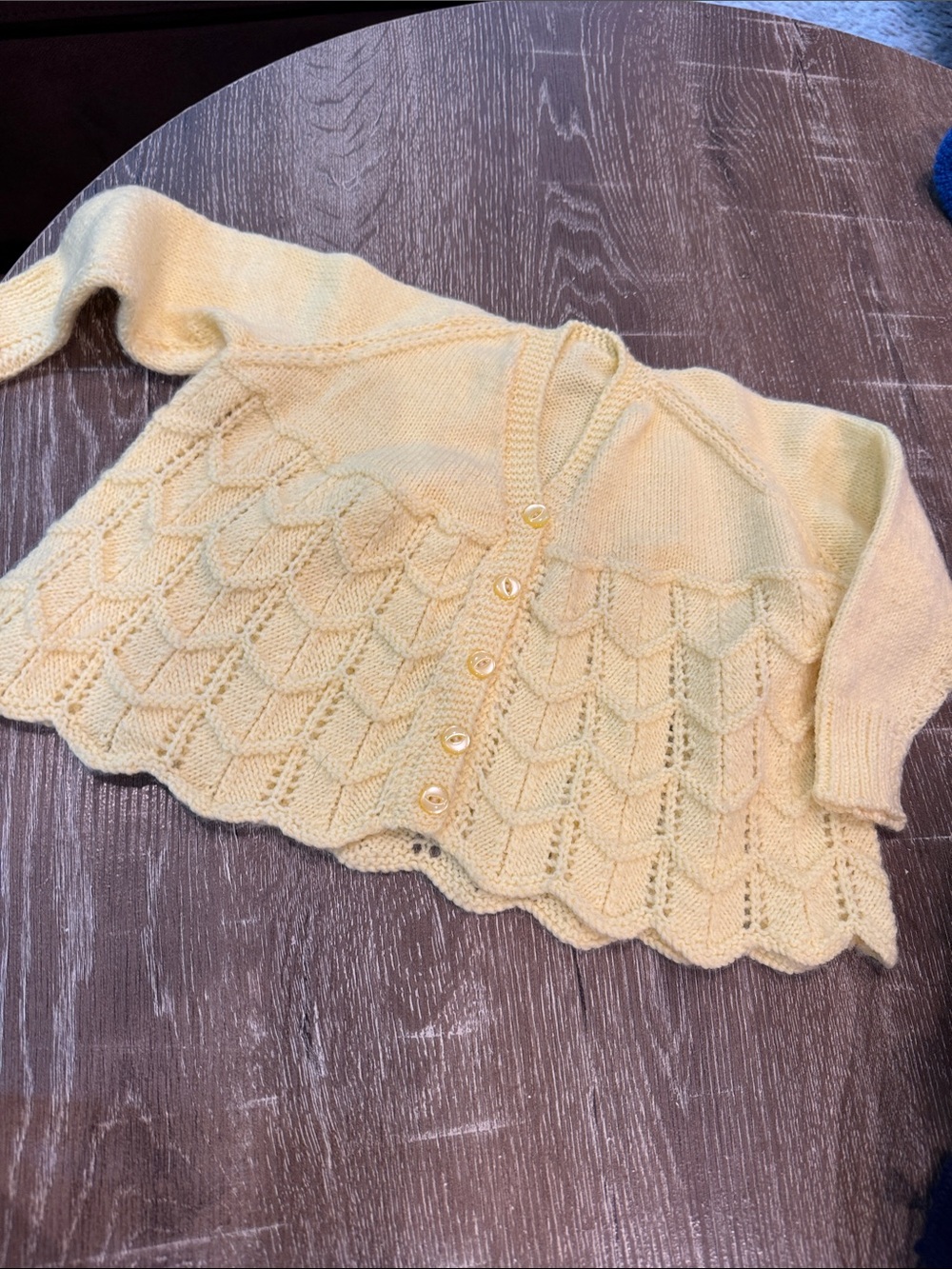 Light Yellow Scalloped Knit Button-Front Cardigan